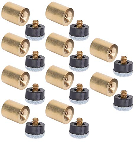 Agatige 10 Stück Pool Queue Spitzen, Billard Snooker Pool Queue Stange Spitze Ersatzteile Schrauben Sie auf Pool Stick Tipps Kupfer PU Leder Billardqueue Ersatz Kupfer Schraubbare Spitzen