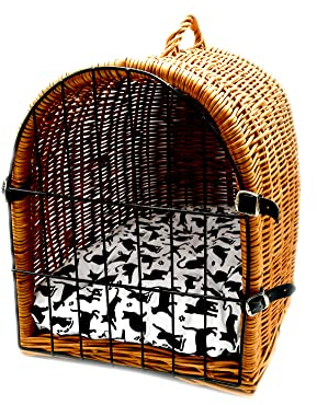 MyBer® Katzentransportbox Katzen Katzenkorb Katzenhöhle Weidenkorb Kleintier Transport Box aus Weide mit Verschluß geflochten K5-080-SK-SWKB