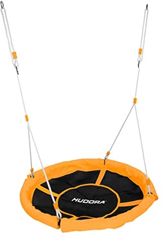 HUDORA Columpio Nido 110 - Columpio verde/naranja para hasta 100kg - Columpio colgante de 110cm de diámetro para interior y exterior