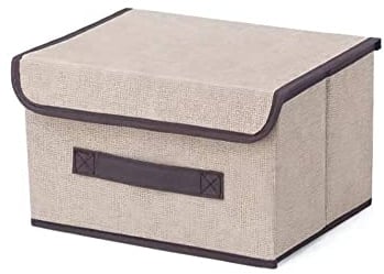 AURMOO 2 Stück Aufbewahrungsbox mit Deckel, Faltbare Aufbewahrungswürfel 22L, Aufbewahrungsboxen für Kleidung, Aufbewahrung Boxen Vliesstoff, Aufbewahrungskorb(37.5 x 24.5 x 24.5cm, Beige)