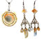 Soulnioi Irregular Triangle Knot Yellow Crystal Citrine Earrings and Copper Wire Shell Citrine Pendant Necklace, Jewelry Gift for Women Girls