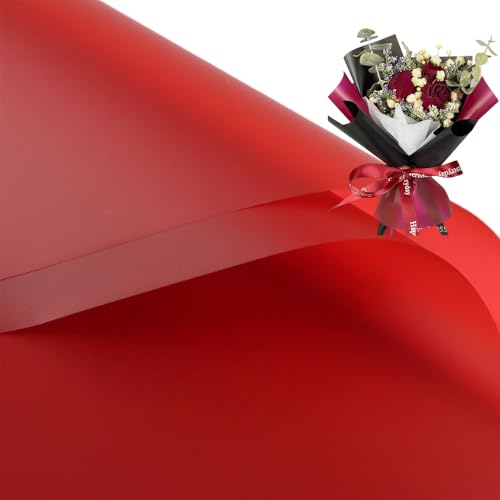 20 Stück doppelseitiges farbiges Blumen-Geschenkpapier,Valentinstag,Blumenstrauß,Geschenkpapier,58 x 58 cm,für Bastelarbeiten,Geschenkverpackungen,Blumenstrauß-Verpackung (rot)