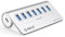 USB Hub, ORICO USB 3.2 Gen 2 Hub, 7 Port USB Verteiler mit 10Gbps High Speed Datenübertragung, Aluminium USB C Splitter mit 1M USB C Kabel rechtwinklig für iMac, iMac Pro, Desktop