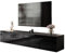 lukmebel Colgante TV-Ständer Doppelschrank mit Push-to-Open-Mechanismus Wandmontage Glatte Minimalistische Front aus Laminierter Platte 40x200x36 cm Schwarz/Schwarz Glänzend