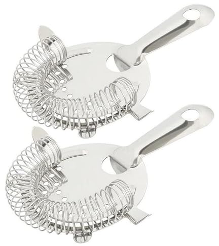 Strainer Passoire à Cocktail pour Barman Acier Inoxydable avec 4 Pattes Crochets de Stabilité Matériel Bar Restaurant Accessoire Barman Lot de 2 Passoires