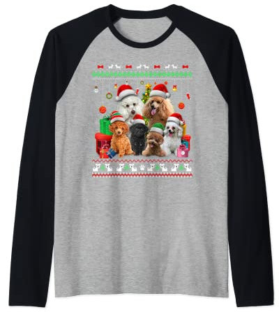 Weihnachtsbaumschmuck Pudel Weihnachtsmütze Ugly Xmas Raglan