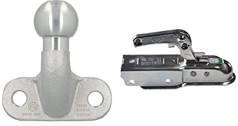 Unitec Sfera per Gancio di Traino, 50 mm, Argento, ad Angolo retto & 10335 - Aggancio per rimorchio Rettangolare, 60 mm