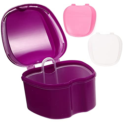 Healvian 3 Stücke Prothesen Aufbewahrungsbox Bade Protesen Behälter Zahnprothese Box Prothesendose Gebissdose Prothesen Becher für Knirscherschiene Aufbissschiene Aufbewahrung Reinigung