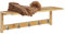 Relaxdays Wandregal mit Hakenleiste, Bambus, HxBxT: 18 x 62 x 16 cm, Handtuchhalter Bad, Garderobe Flur, 5 Haken, natur