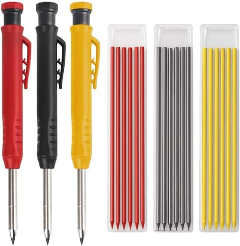 KSVS Mechanische Carpenter Bleistifte Set, Solide Tiefem Loch Holzbearbeitung Bleistifte Marker Kennzeichnung Werkzeuge, gebaut in Erweiterte Nadel-Nase Tipfor Bau Arbeiter