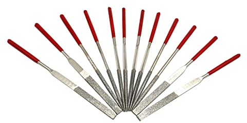 12 limas de diamante de grano 150 para afilar, 4 limas planas de diamante, 4 limas redondas para metal y 4 limas triangulares de metal para acero, vidrio y modelos 3D