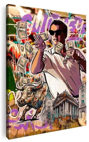 Artmazing | Motivation Wandbild | Wolf Of Wall Street Leinwand | Motivationsbilder | Leinwand XXL | Bilder Wohnung | Wolf of Wall Street Bild | Leonardo DiCaprio Poster | Börsenposter