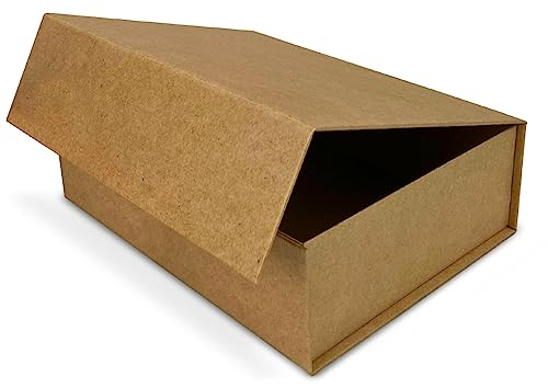 Verpackungswelt Geschenk-Box mit Deckel | 23 x 17 x 10 cm | Geschenk-Karton mit Magnet-Verschluss | Perfekt für Geburtstag, Hochzeit, Weihnachten, Geburt | Geschenk-Verpackung in Braun