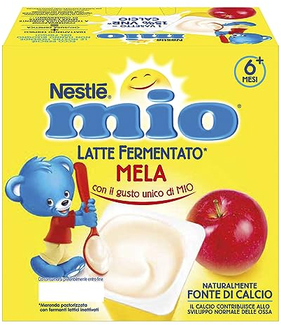 NESTLÉ MIO Merenda al Latte Fermentato Mela, 4 Vasetti da 100g (400g)