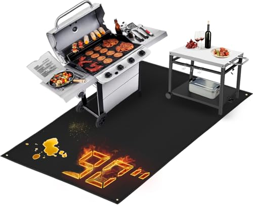 TOHONFOO Extra große Grillmatte für Outdoor-Grill, 228,6 x 121,9 cm, Grillmatten für Outdoor-Grill zum Schutz der Terrasse, Pflastersteine, leicht zu reinigende Grillmatten, 0,6 mm