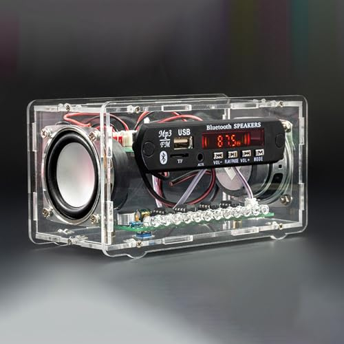 Haut-parleur électronique, Bluetooth, avec radio FM, kit de soudure, télécommande, lecteur de musique, projet avec contrôle sonore coloré, lumières LED et coque, amplificateur d'affichage numérique