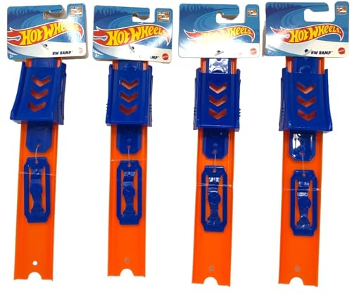 Hot Wheels Lot de 4 pièces droites de construction de rails de 25,4 cm de long + 4 connecteurs