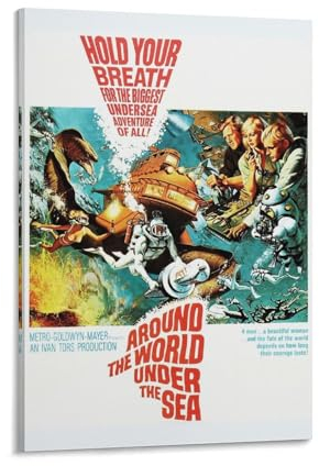 LIANGSHUANG 1966 Science Fiction Film Around The World Under The Sea Poster Leinwand Poster Wandkunst Bild Drucke Hängende Foto Dekor Home Poster Kunstwerke 60 x 90 cm