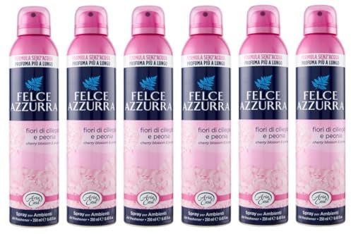6er-Pack Felce Azzurra Fiori di Ciliegio e Peonia Deodorante Ambienti,Lufterfrischer-Spray Raumsprays Kirschblüten und Pfingstrose 250ml