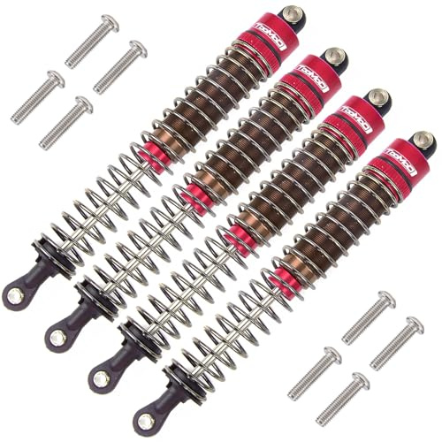 TOOMOD 1/10 110 mm RC ölgefüllte Stoßdämpfer-Set für Tamiya Bullhead Super Clod Buster TRX4 Axial SCX10 D90 Crawler Auto Buggy Auto Upgrades Ersatzteile (rot)