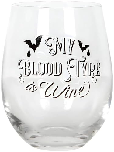 Something Different VV_91022 Hilarious My Blood Type Stemless Glass-Ideal Gift for Wine Lovers
