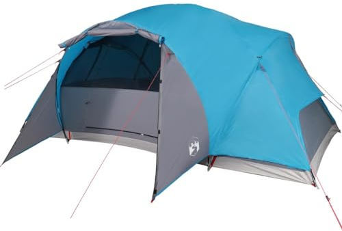 vidaXL Familienzelt, Gruppenzelt mit Belüftung Insektenschutz, Campingzelt für 8 Personen Wasserdicht, Trekkingzelt Outdoor Zelt Leicht Tragbar, Blau