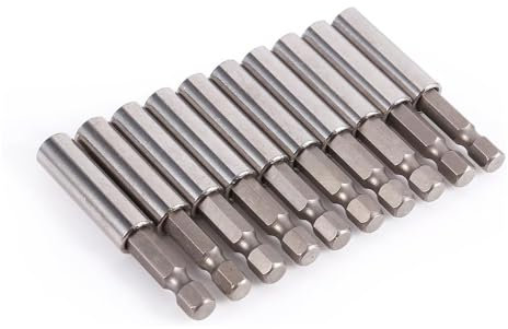 Magnetic Screwdriver Bit Extension Connection Rod Drill Holder 60 mm Length 1/4 Hex Shaft Magnetic Bit Holder Power Tools Pack of 10