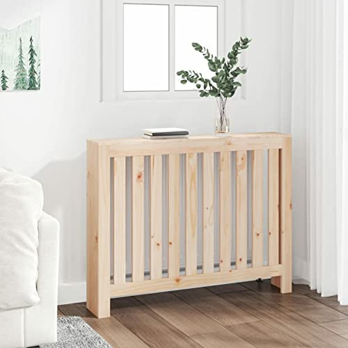 Sufrk Radiator Cover 108.5x19x84 cm Solid Wood Pine,Radiator Cover White Modern MDF Vertical Slats Wood Decorative Cabinet for Living Room Bedroom Hallway,Large