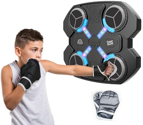 PLLYPE Music Boxing Machine,One Punch Musik Boxing Machine, LED Musik Boxmaschine, Boxen Training Geräte, Intelligente Wand Boxing Target, Dekompression Boxen mit Boxhandschuhen für Kinder