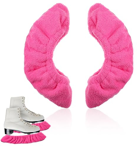 Prasacco 2 Stück/1 Paar Kufenschoner für Schlittschuhe, Elastische Schlittschuhe Kufenschoner 22 x 7 cm Faser Schutzhülle für Kinder Hockeyschlittschuhe und Eiskunstlaufschuhe (Rosarot, Größe S)