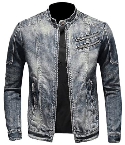 Zeiayuas Denim Jackets - Mens Button Down Western Coats Top Long Sleeve Regular Fit Plus Size Classic Western Style Jacket with Pockets - UK Sale Clearance