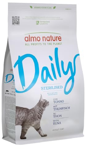 Almo Nature Daily Sterilised, Crocchette per Gatti Adulti Sterilizzati - con Tonno - Sacco da 1,2 kg