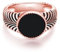 Eleganter Herrenring aus 925 Sterling Silber mit Schwarzem Stein – Massiver Silberring für Männer – Klassisches Design, Hochglanzpoliert – Schmuck für Herren in Silber und Rosegold (Rosegold, 60)