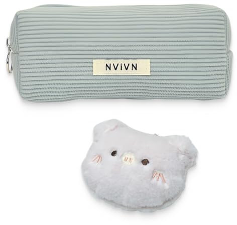 WUMZIRA Mäppchen Cord-Stoff, Mäppchen aesthetic, Federmäppchen hellblau für Mädchen Teenager, Federtasche Stiftetasche Stiftemappe Pencil Case Schulmäppchen für Schule, Büro - hellblau