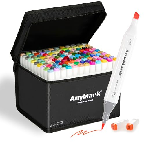 AnyMark Rotuladores Alcohol 120+1 Colores, Marcadores Punta Pincel