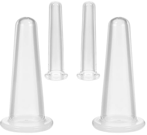 Xinjoduz Lot de 4 ventouses en plastique pour le visage et les yeux, outil de massage anti-cellulite pour le visage et les yeux (2 petits + 2 grands) (transparent)