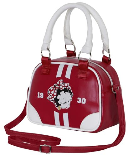 Betty Boop Varsity-Bowling Fashion Handtasche, Weinrote, 22 x 16 cm