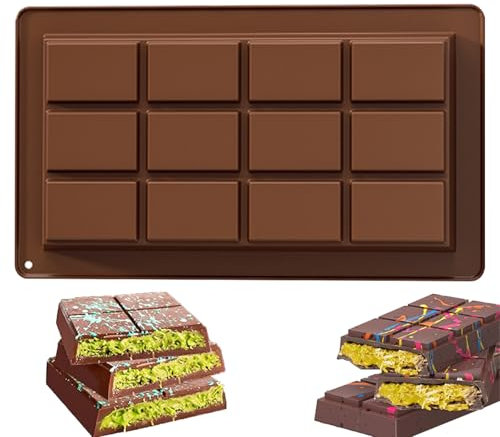 Moule Tablette Chocolat, Moule Silicone Chocolat, pour Chocolats de Dubai, Barres énergétiques