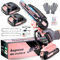 Angseen Mini Motosega a Batteria Per Potatura con 2 Batterias, 850W 6 Pollici Sega a Batteria per Potatura con 2 Chains e Blocco di Sicurezza, Motosega Elettrica Per il Taglio del Legno e Giardinaggio