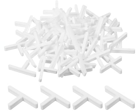 sourcing map 800Pcs Wall Floor Tile Plastic T-Shape Spacers Tiling Tools 2mm 1/16 Tile Spacers for Ceramic Tile Installation, White