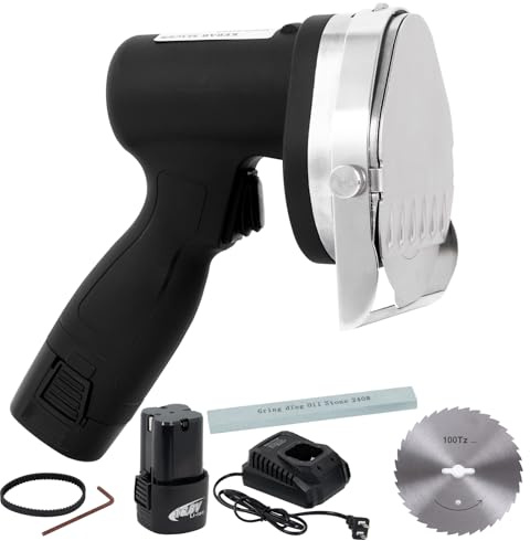 RISMANOR Electric Kebab Knife 80W Commercial Shawarma Turkish Knife Slicer Gyro Cutter 2800 RPM with 2 Blades Adjustable Thickness 0-8mm（Batteries，Flat）
