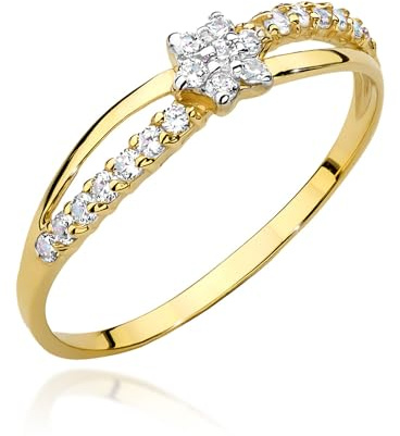 MARKO Goldener Damenring 333 Gold (8 Karat) mit Zirkonia – Eleganter Blüten-Ring im Blumen-Design – Zarter Goldring als Geschenk für Frauen & Mädchen (Weißer Zirkoniumdioxid, 60 (19.2))