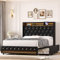 FOREHILL Polsterbett 140x200 mit Ladestation LED Beleuchtung, Doppelbett Bettgestell mit Stauraum, Bettrahmen Jugendbett mit Kopfteil, Bettkasten, Lattenrost, Kunstleder, schwarz
