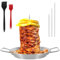 Miawtro 10 Vertical Skewer Kebab Pan, Stainless Steel Vertical Meat Skewer Kebab Stand with 3 Different Sizes Prongs and 2 Silicone Brushes, Kebab Spike with Handles for Chicken, Kebabs, Sausage