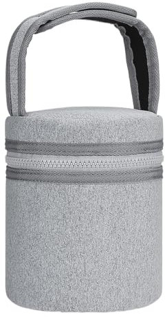 Borsa portaoggetti per latte da viaggio, borsa termica isolata, supporto per latte materno con chiusura a cerniera, porta biberon portatile, si adatta a due grandi punte, Grigio chiaro., Se référer au