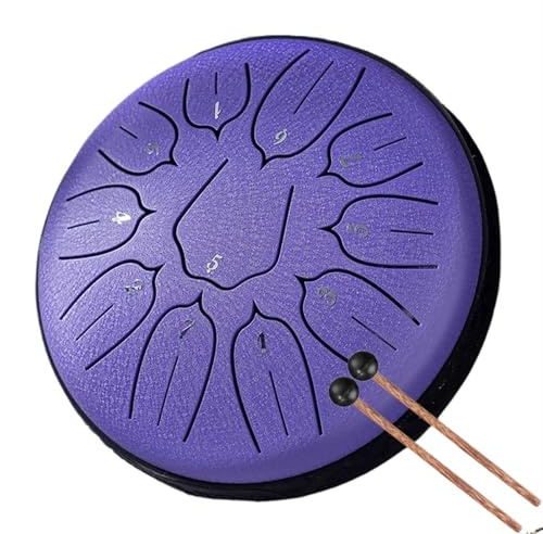 NJIEzhao Stahlzungentrommel 6 Zoll 11 Noten Trommeln D5 Ätherische Trommel for Anfänger Handpan Musikinstrumente Stahl Handpan Trommel Instrument(Purple)