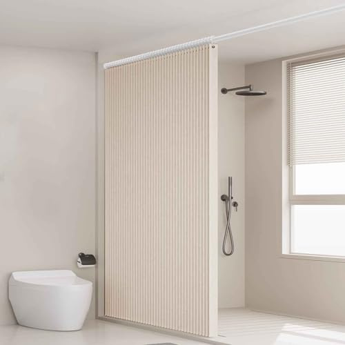 HLTQL Folding door curtain,With telescopic rod,Home Room Darkening Door Curtains,Privacy Pleated Folding Curtain With Magnetic Closure Closet Door Curtains(03,W200*H180cm)