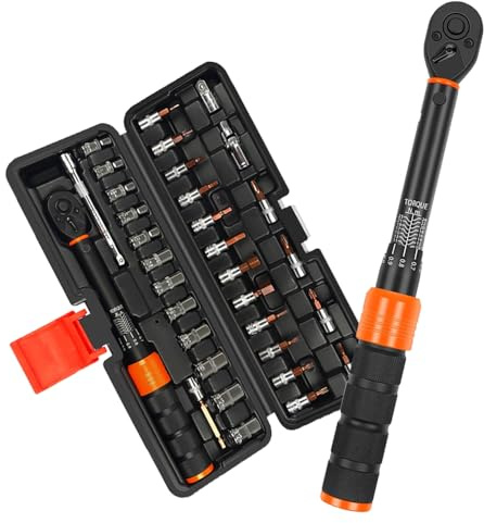 Neuytiky Chiave Dinamometrica 1/4 2-24Nm Set 33 Pezzi per Bici Moto Auto, Precisione ±3%, Cacciavite Dinamometrico con Testa a Cricchetto 72 Denti - Ideale Manutenzione Meccanica