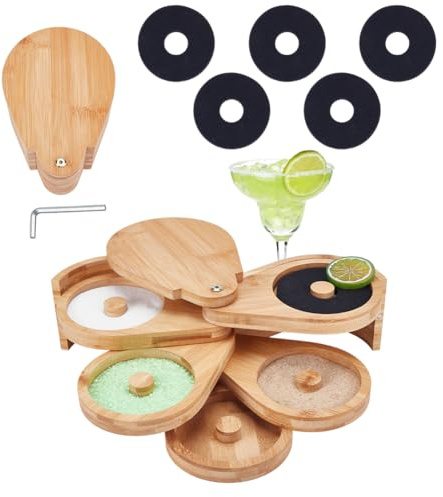 UNICRAFTALE 5-Tier Margarita Salt Rimmer Set with Lid and Sponges Bar Glass Rimmer Bartender Tool for Margarita Cocktails Bartending Supplies 19.9x14.3x10cm