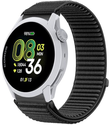 GIOPUEY Armband Kompatibel mit COROS Pace 4, Nylon Ersatz Outdoor Sport Loop Uhrenarmband Geflochtenes Armband Strap Band - Black